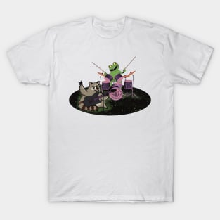 Rock and Roll frog and raccoon T-Shirt